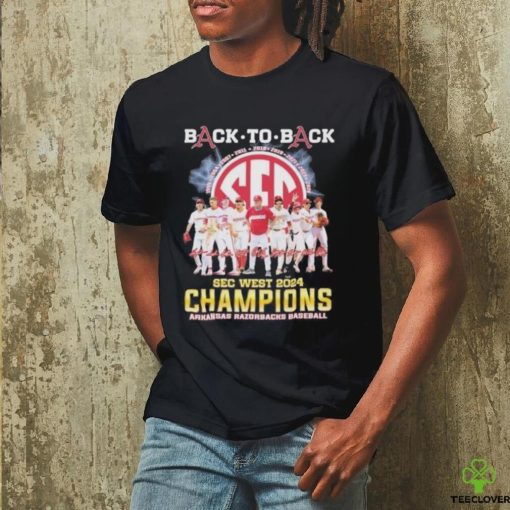 Official Arkansas Razorbacks Back To Back SEC West Baseball Champions 2024 Signatures Shirt