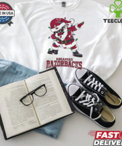 Official Arkansas Razorbacks Dabbing Santa Claus Ugly Christmas Light shirt