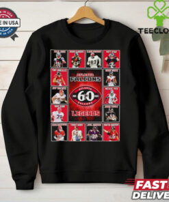 Official Atlanta Falcons Legends 1965-2025 T-shirt, featuring signatures of Julio Jones, Deion Sanders, Claude Humphrey, and Matt Ryan, unisex fit, Atlanta Falcons fan gear, Legends collection shirt.