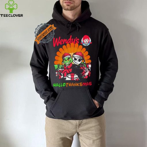 Official Baby Grinch and Jack Skellington Wendy’s logo Hallothanksmas 2024 shirt