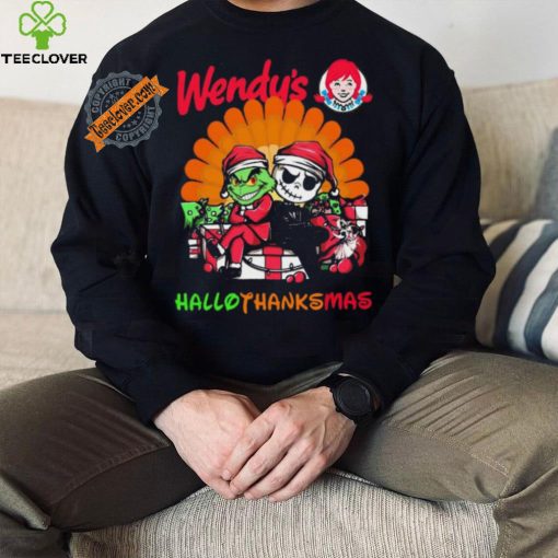 Official Baby Grinch and Jack Skellington Wendy’s logo Hallothanksmas 2024 shirt