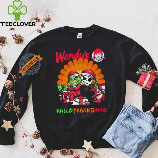 Official Baby Grinch and Jack Skellington Wendy’s logo Hallothanksmas 2024 shirt