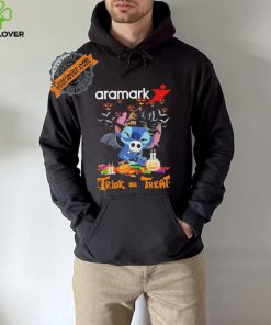 Official Baby Stitch Hug Baby Jack Skellington Aramark Trick Or Treat Halloween 2024 shirt