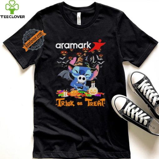 Official Baby Stitch Hug Baby Jack Skellington Aramark Trick Or Treat Halloween 2024 shirt