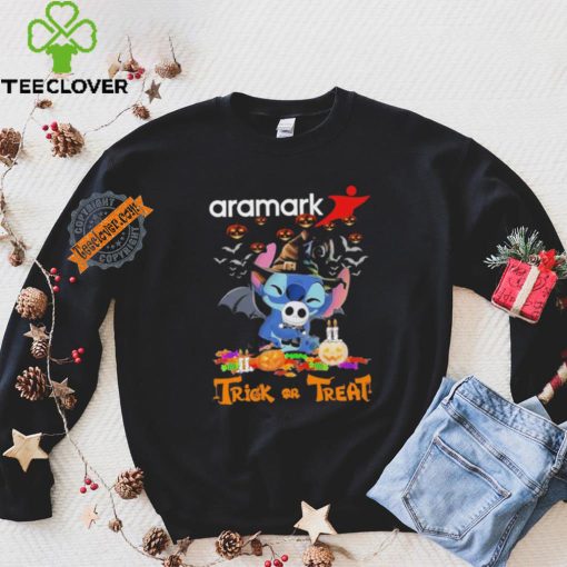 Official Baby Stitch Hug Baby Jack Skellington Aramark Trick Or Treat Halloween 2024 shirt