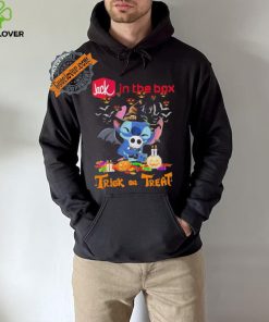 Official Baby Stitch Hug Baby Jack Skellington Jack in the Box Trick Or Treat Halloween 2024 shirt