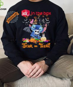 Official Baby Stitch Hug Baby Jack Skellington Jack in the Box Trick Or Treat Halloween 2024 shirt