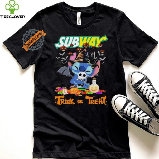 Official Baby Stitch Hug Baby Jack Skellington Subway Trick Or Treat Halloween 2024 shirt