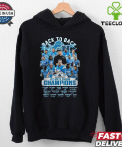 Official Back To Back Detroit Lions NFC North Division Champions 2024 2025 Players Signatures Shirt