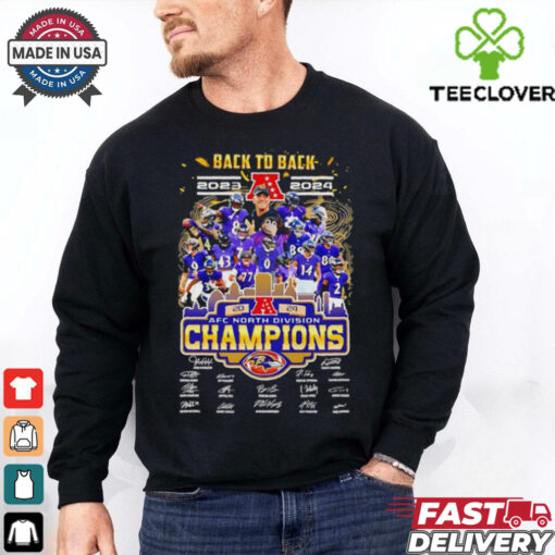 Official Back to back 2023 2024 AFC North Division Champions Baltimore Ravens signatures shirt