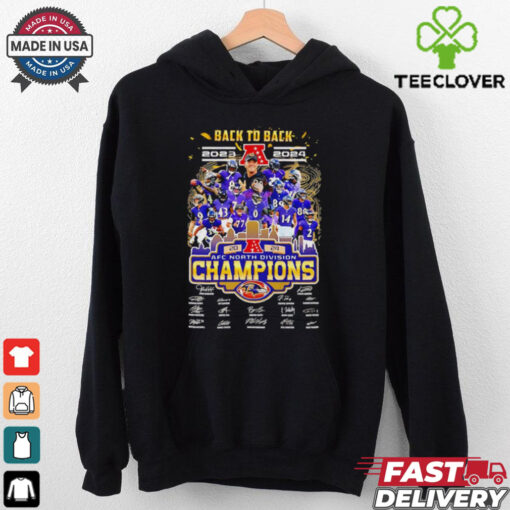 Official Back to back 2023 2024 AFC North Division Champions Baltimore Ravens signatures shirt