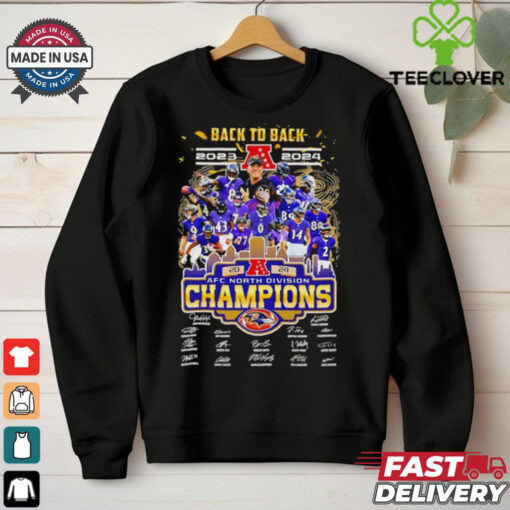 Official Back to back 2023 2024 AFC North Division Champions Baltimore Ravens signatures shirt