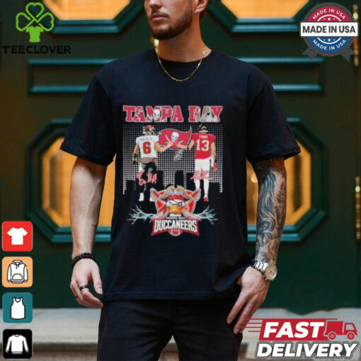 Official Baker Mayfield and 13 Evans Tampa Bay Buccaneers Skyline Signatures T shirt