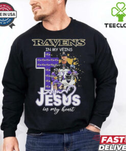 Official Baltimore Ravens In My Veins Jesus In My Heart Coach And Players Cross Signatures T shirts