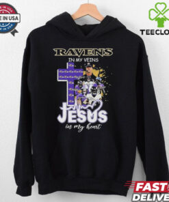 Official Baltimore Ravens In My Veins Jesus In My Heart Coach And Players Cross Signatures T shirts