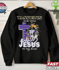 Official Baltimore Ravens In My Veins Jesus In My Heart Coach And Players Cross Signatures T shirts