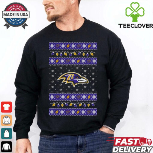 Official Baltimore Ravens NFL Holiday Lights Ugly Christmas Sweater 2024 t shirt