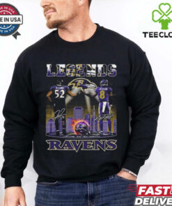 Official Baltimore Ravens Ray Lewis x Lamar Jackson Legends Signatures Skyline Shirt