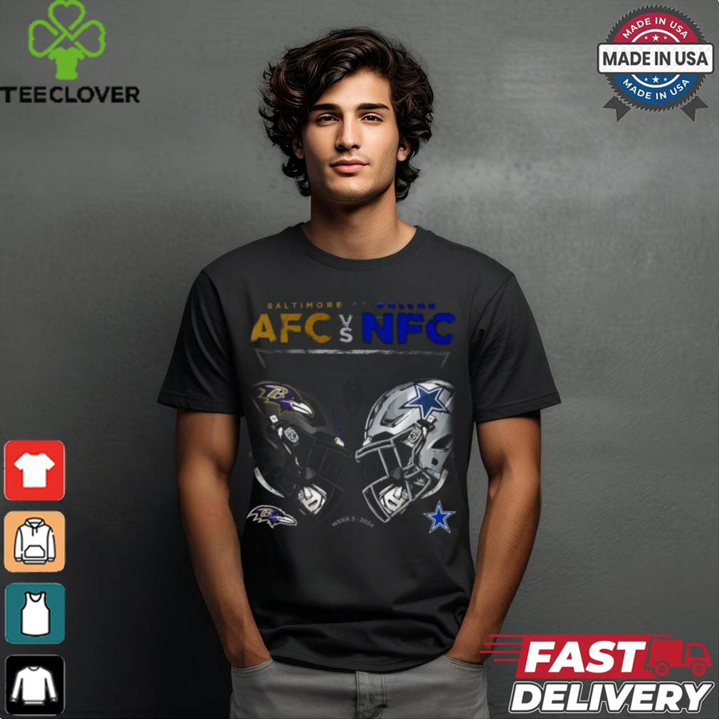 Official Baltimore Ravens vs. Dallas Cowboys AFC vs NFC 2024 Game Day T Shirt Official Baltimore Ravens vs. Dallas Cowboys AFC vs NFC 2024 Game Day T Shirt