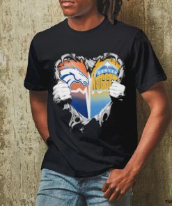 Official Blood Inside Heart Denver Broncos And Denver Nuggets T Shirt