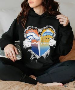 Official Blood Inside Heart Denver Broncos And Denver Nuggets T Shirt