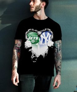 Official Blood Inside Heart New York Jets And New York Yankees T Shirt