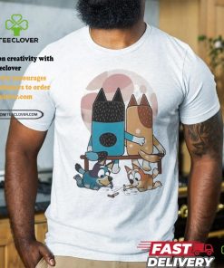 Official Bluey And Norman Rockwells Boy And Girl Gazing At The Moon Heelers Gazing At The Moon Cartoon Shirt