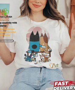 Official Bluey And Norman Rockwells Boy And Girl Gazing At The Moon Heelers Gazing At The Moon Cartoon Shirt 2 Official Bluey And Norman Rockwells Boy And Girl Gazing At The Moon Heelers Gazing At The Moon Cartoon Shirt