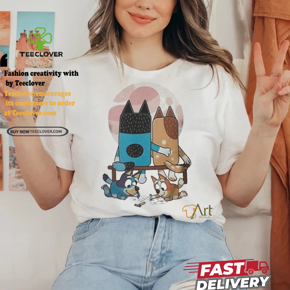 Official Bluey And Norman Rockwells Boy And Girl Gazing At The Moon Heelers Gazing At The Moon Cartoon Shirt Official Bluey And Norman Rockwells Boy And Girl Gazing At The Moon Heelers Gazing At The Moon Cartoon Shirt