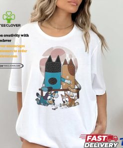 Official Bluey And Norman Rockwells Boy And Girl Gazing At The Moon Heelers Gazing At The Moon Cartoon Shirt 3 Official Bluey And Norman Rockwells Boy And Girl Gazing At The Moon Heelers Gazing At The Moon Cartoon Shirt