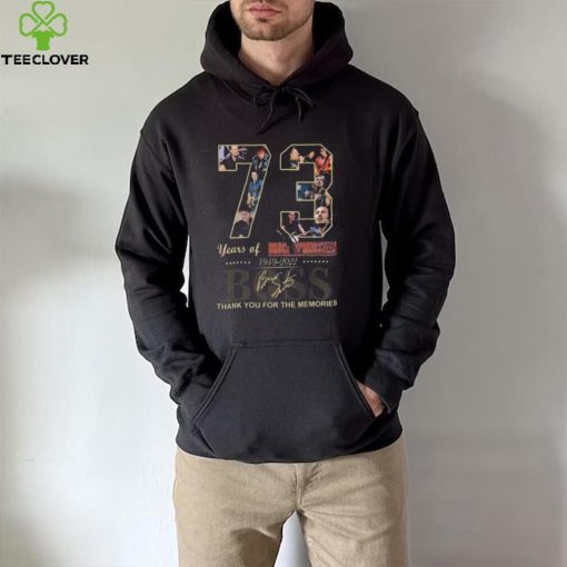 Official Boss 73 years of Bruce Springsteen 1949 2022 thank you for the memories signature hoodie, sweater, longsleeve, shirt v-neck, t-shirt