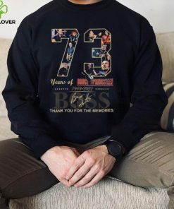 Official Boss 73 years of Bruce Springsteen 1949 2022 thank you for the memories signature hoodie, sweater, longsleeve, shirt v-neck, t-shirt