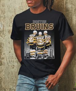 Official Boston Bruins 37 Bergeron, 63 Marchand and 88 Pastrnak city skyline signatures shirt 2 Official Boston Bruins 37 Bergeron, 63 Marchand and 88 Pastrnak city skyline signatures shirt