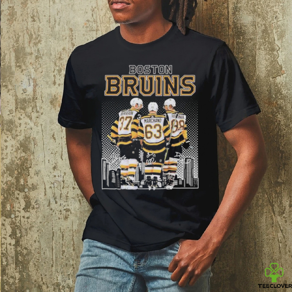 Official Boston Bruins 37 Bergeron, 63 Marchand and 88 Pastrnak city skyline signatures shirt Official Boston Bruins 37 Bergeron, 63 Marchand and 88 Pastrnak city skyline signatures shirt