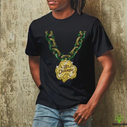 Official Boston Celtics Basketball Champions Shamrock Chain 18x Champs Shirt