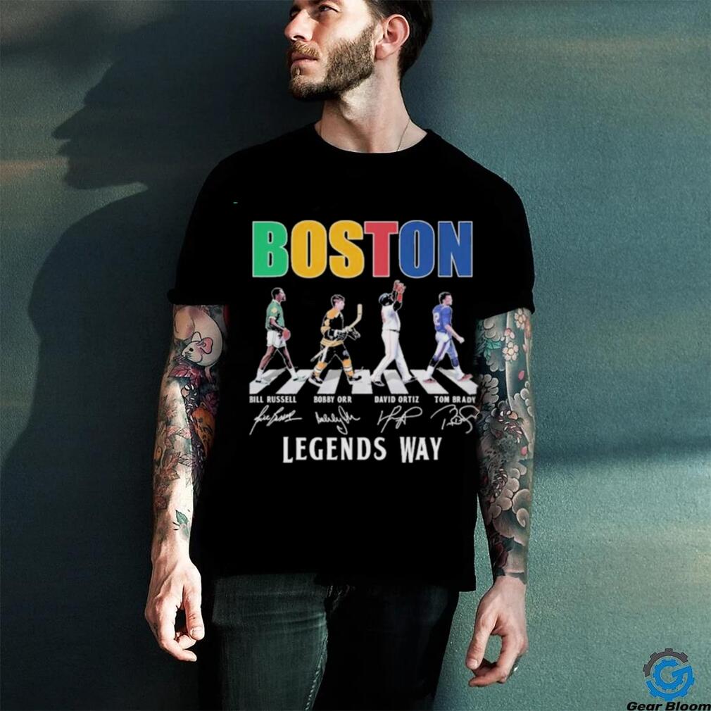 Official Boston Celtics Bill Russell Bruins Bobby Orr Red Sox Ortiz Patriots Tom Brady T Shirt