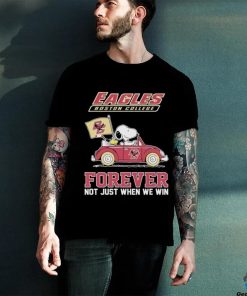 Official Boston College Eagles Forever Fan Not Just When We Win Snoopy and Woodstock drive Car shirt