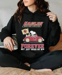 Official Boston College Eagles Forever Fan Not Just When We Win Snoopy and Woodstock drive Car shirt