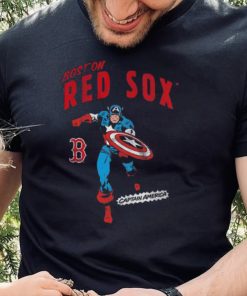 Official Boston Red Sox Youth Team Captain America Marvel T Shirt