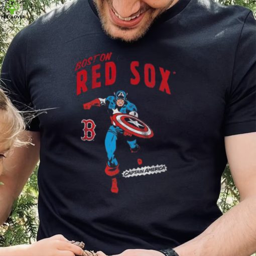 Official Boston Red Sox Youth Team Captain America Marvel T Shirt