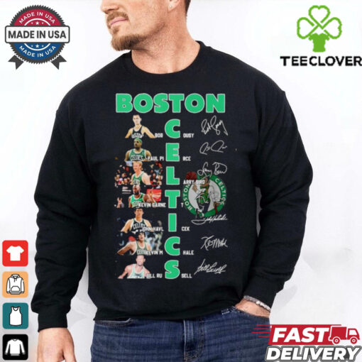 Official Boston basketball starting team moments signatures shirt