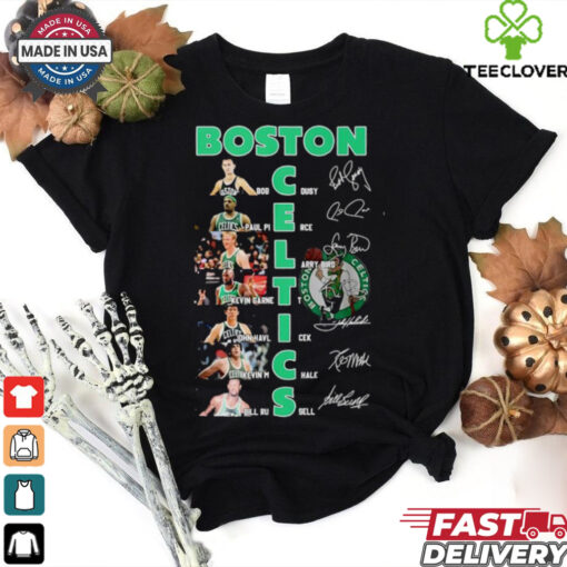 Official Boston basketball starting team moments signatures shirt