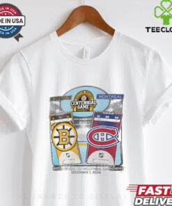Official Bruins Centennial Game Dueling Matchup T-Shirt, a fan-favorite design celebrating the historic matchup with a bold, commemorative graphic.