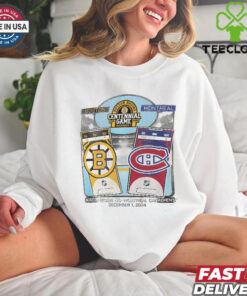 Official Bruins Centennial Game Dueling Matchup T-Shirt, a fan-favorite design celebrating the historic matchup with a bold, commemorative graphic.
