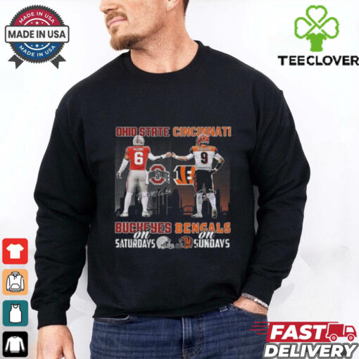 Official Buckeyes On Saturdays And Bengals On Sundays Players Skyline Signatures Shirt