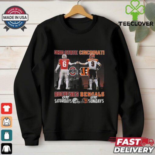 Official Buckeyes On Saturdays And Bengals On Sundays Players Skyline Signatures Shirt