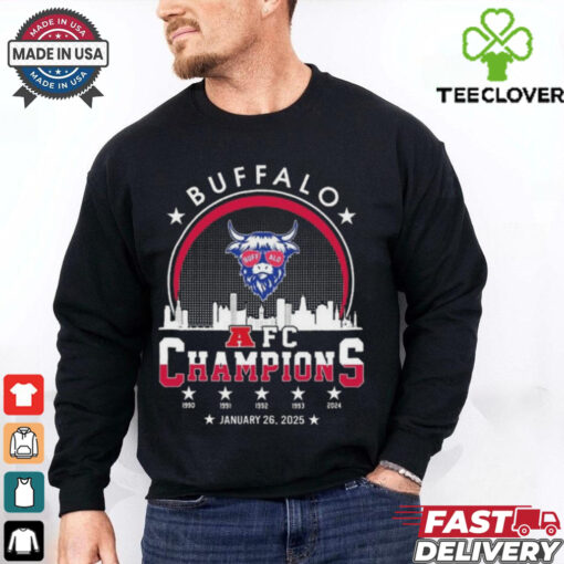 Official Buffalo American Football 2024 2025 AFC Champions The American Football Champs Skyline Logo Shirt