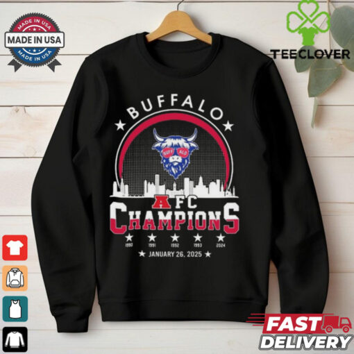 Official Buffalo American Football 2024 2025 AFC Champions The American Football Champs Skyline Logo Shirt