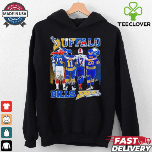 Official Buffalo Bills Josh Allen, Jim Kelly X Buffalo Hockey Gilbert Perreault, Rasmus Dahlin Shirt