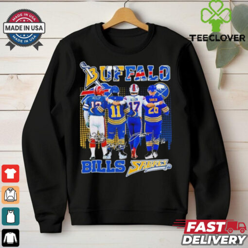 Official Buffalo Bills Josh Allen, Jim Kelly X Buffalo Hockey Gilbert Perreault, Rasmus Dahlin Shirt
